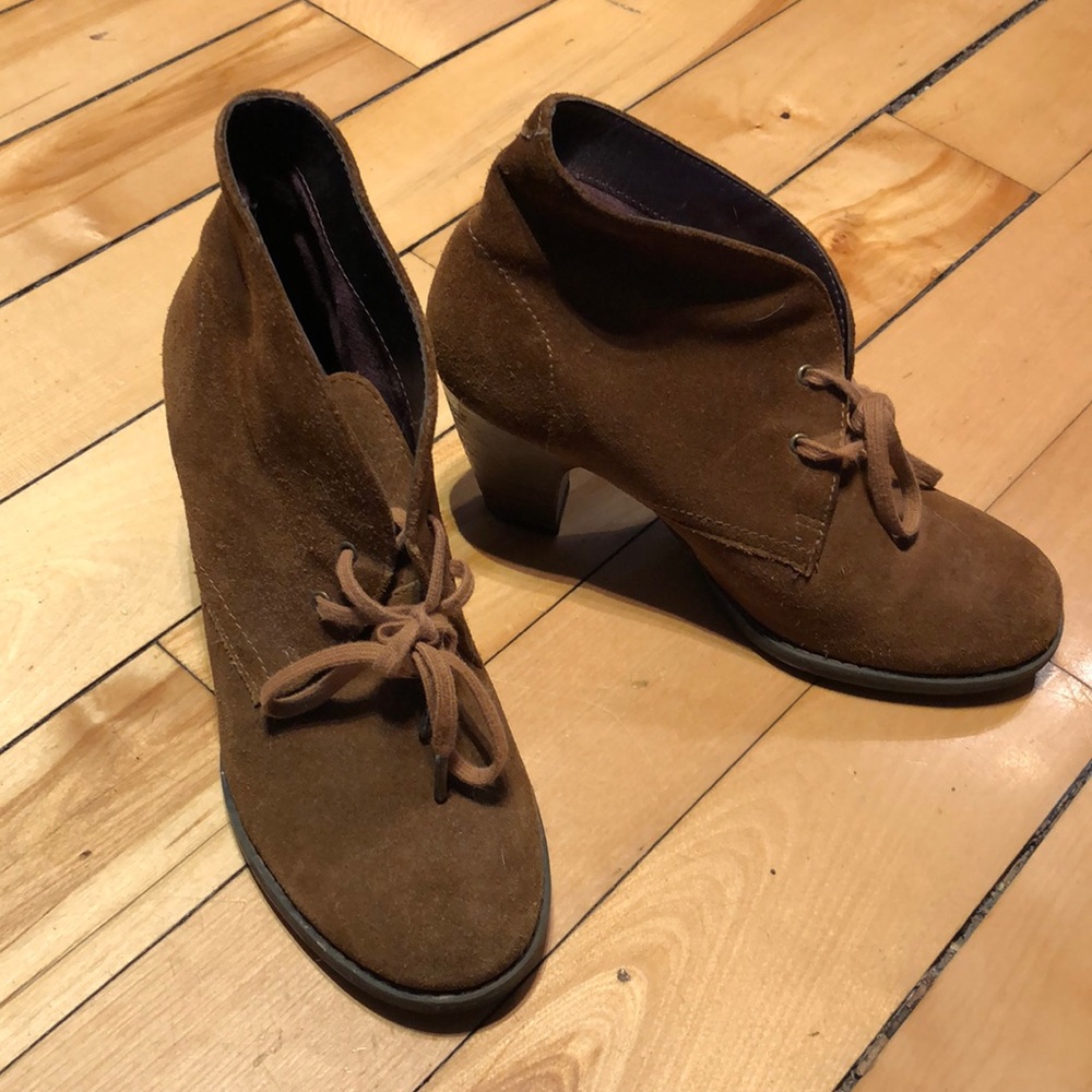 Suede stocked heel booties